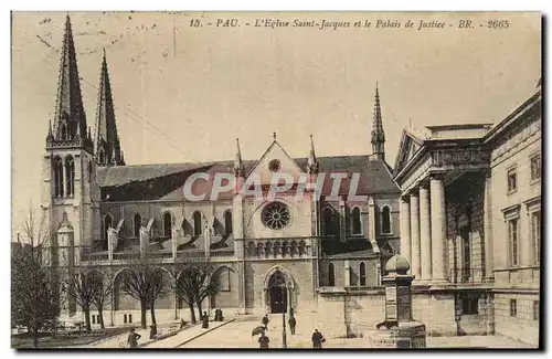 Cartes postales Pau L&#39Eglise Saint Jacques et le Palais de Justice