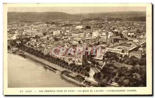 Cartes postales Vichy Vue Generale Prise En Avion Les Quais De L&#39Allier L&#39Etablissement Thermal