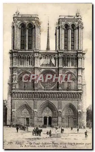 Cartes postales Paris La Facade De Notre Dame edifiee Dans Le Premier Quart Du 12eme