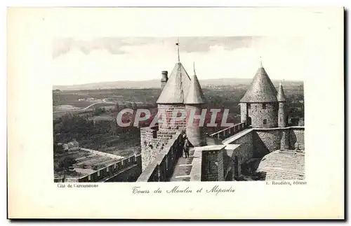 Cartes postales Tours du Moutin et Mipadre carcassonne
