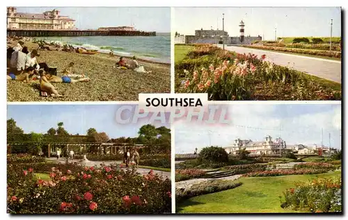 Moderne Karte Southsea Beach and south Parade Pier Fort Rose Gardens