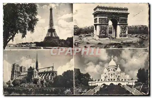 Cartes postales Paris Et Ses Merveilles La Tour Eiffel Arc De Triomphe