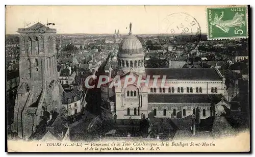 Ansichtskarte AK Tours Panorama de la Tour Charlemagne de la Basilique Saint Martin et de la Partie Ouest de la V