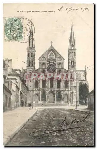 Cartes postales Reims Eglise St Remi Grand portail