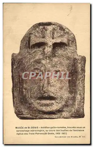 Cartes postales Musee de St Denis Antefixe gailo romaine trouvee sous un sarcophage merovingien au