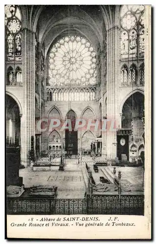 Cartes postales Abbavye de Saint Denis Grande Rosace et Vitraux Vue generale de Tombeaux