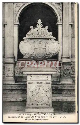 Cartes postales Abbaye de Saint Denis Monument du Coeur de Francois er Oeuvre de Pierre Bontemps