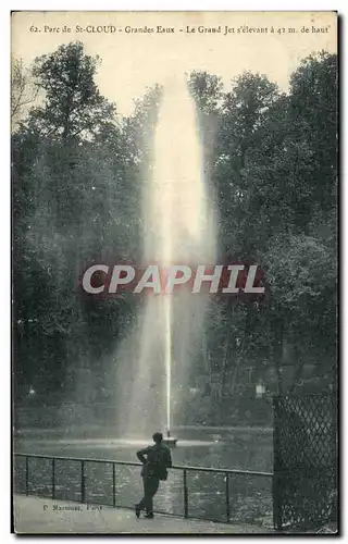 Cartes postales Parc de Saint Cloud Grandes Eaux Le Grand Jet s'etevant a de haut