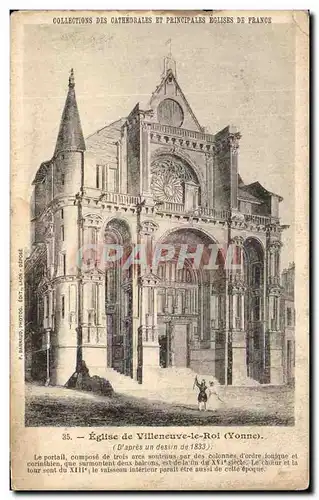 Cartes postales Eglise de Villeneuve le Roi Le portall compose de trois arcs soutesus par des colonnes d'ordr