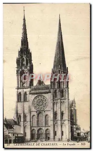 Cartes postales Cathedrale De Chartres La Facade