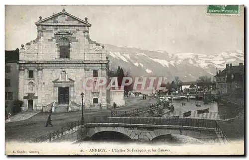 Ansichtskarte AK Annecy L&#39Eglise St Francois et les Canaux