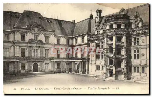 Cartes postales Blois Le Chateau Facade Gaston D&#39Orleans Escalier Francois 1er