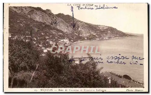 Cartes postales La Cote D&#39azur Menton Baie de Garavan Et Frontiere Italienne