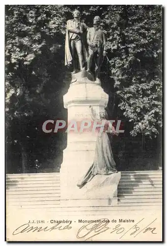 Cartes postales Chambery Monument des De Maistre