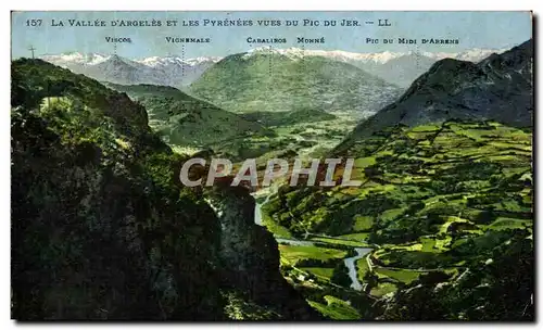 Cartes postales La Vallee D&#39Argeles Et Les Pyrenees vues Du Pic Du Jer Viscos Vignmals