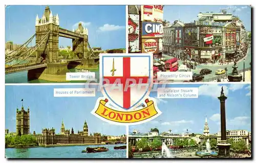 Cartes postales moderne Tower Bridge Picadilly Circus Houses Of Parliament Trafalgar Square And Neison&#39s Column Lond