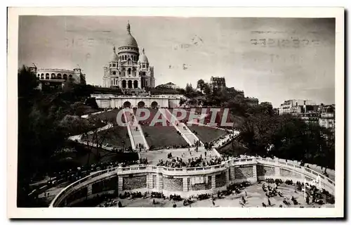 Cartes postales Paris En Flanant La Basilique du Sacre Coeur et I&#39escalier monumental Montmartre