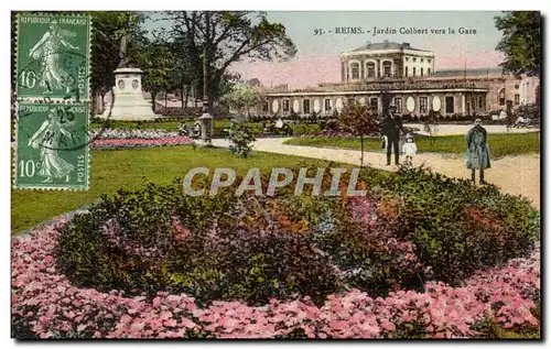 Cartes postales Reims Jardin Colbert vers la Gare