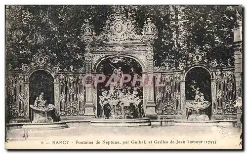 Cartes postales Nancy Fontaine de Neptune par Guibal et Grilles de Jean Lamour