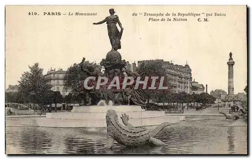 Ansichtskarte AK Paris Le Monument Triomphe de la Republique Dalou Place de la Nation