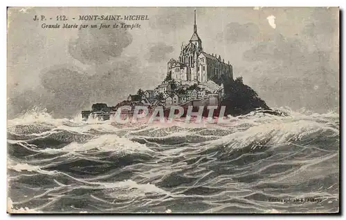 Cartes postales Mont Saint Michel Grande Maree Par Un Jour de Tempete