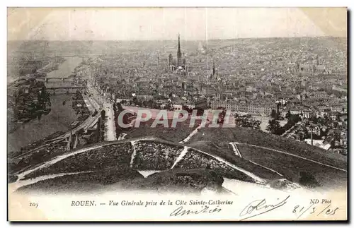 Cartes postales Rouen Vue Generale prise de la Cote Sainte Cathedrale