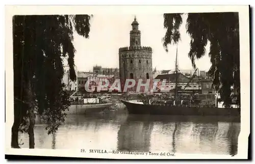 Cartes postales Sevilla Rio Guadalquivir Torre del Oro Bateau