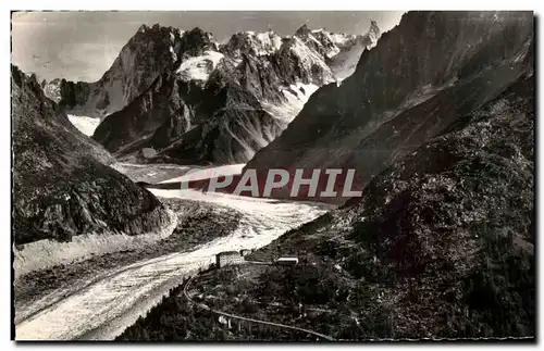 Ansichtskarte AK Massif Du Mont Blanc Le Montenvers La Mer De Glace Et Les Grandes Jorasses