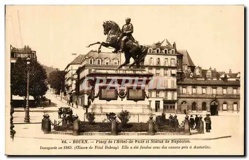 Cartes postales Rouen Place de l&#39Hotel de Ville et Statue de Napoleon