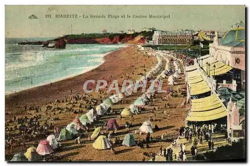 Cartes postales Biarritz La Grande Plage et le Casino Municipal