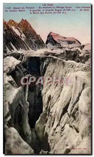Cartes postales Les Alpes Massif du Pelvoux En montant au Refuge Caron Une Crevasse du Glacier Blanc