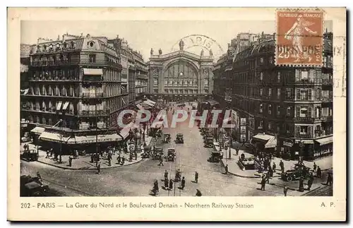 Cartes postales Paris La Gare Du Nord ET Le Boulevard Denain