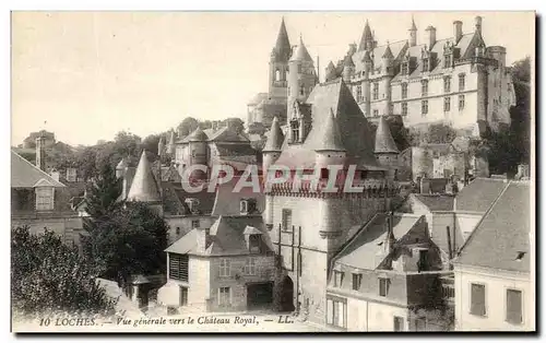 Ansichtskarte AK Loches Vue Generale vers le Chateau Royal