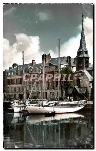 Cartes postales Honfleur Eglise St Etienne Bateaux