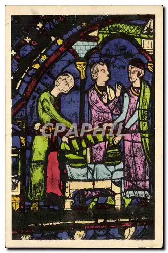 Cartes postales Cathedrale De Chartres Marchands de fourrure donateurs du vitrail de Saint Jacques