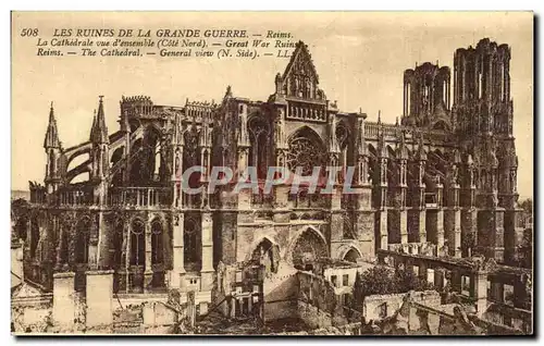 Cartes postales Les Ruines De la Grande Guerre La Cathedrale Vue d&#39ensemble Militaria