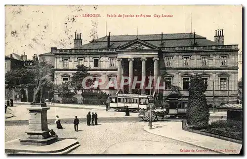 Ansichtskarte AK Limoges Palais de Justice et Statue Gay Lussac Tramway