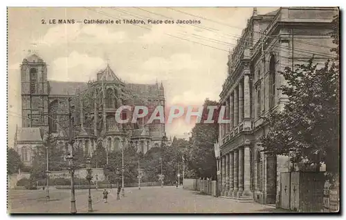 Ansichtskarte AK Le Mans Cathedrale et Theatre Place des Jacobins