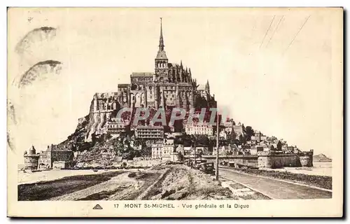 Cartes postales Mont St Michel Vue generale et la Digue