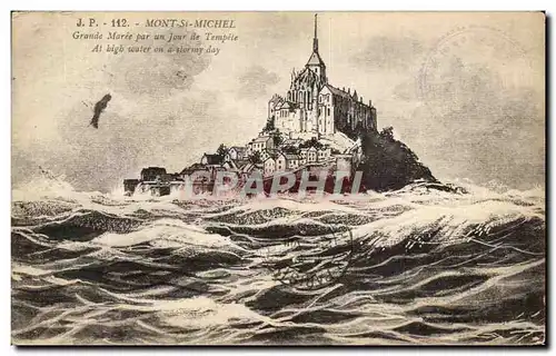 Cartes postales Mont St Michel Grande Maree par un Jour de Tempete