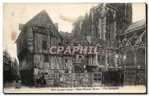 Cartes postales Rouen Vieille Maison de Bois Rue Saint Romain La Cathedrale Old wooden house Saint romain street