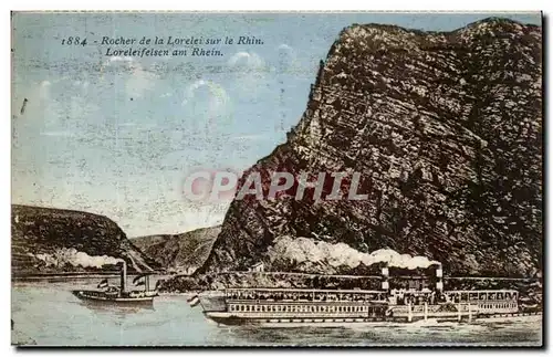 Ansichtskarte AK Rocher de la Lorelei sur le Rhin Loreleifelsen Bateau