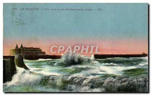 Cartes postales Le Treport Vue Sur La Jetee Par Gros Temps