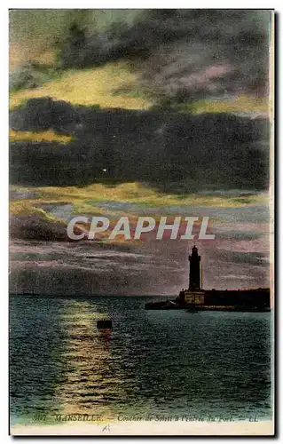 Cartes postales Marseille Coucher de Soleit a l&#39entree du Port