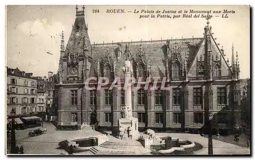 Ansichtskarte AK Rouen Le Palais de justice et Monument aux Morts Pour la Patrie par Real del Sarte