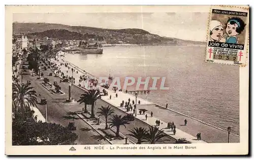 Cartes postales Nice La Promanade des Anglais et le mont Boron Vignettge Tuberculose 1932