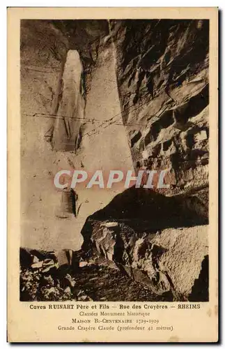 Cartes postales Caves Ruinart Pere et Fils Rue des Crayeres Rheims Grande crayere Claude