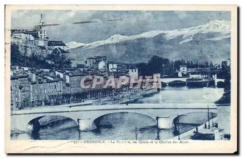 Ansichtskarte AK Grenoble La Perriere les Quais et la Chaine des Alpes