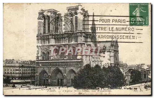 Cartes postales Paris L'Eglise Notre Dame Vue d'ensemble