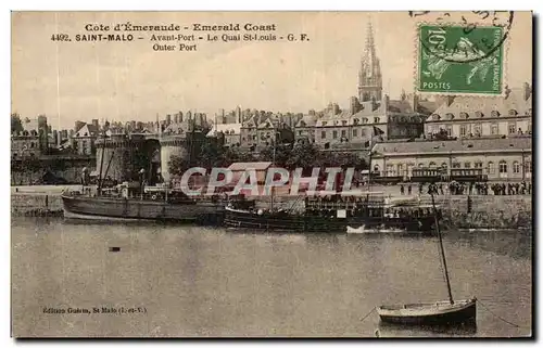 Cartes postales Cote d&#39Emevaude Emerald Coast Saint Malo Avant Port Le quai st louis Bateaux
